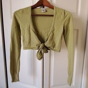 Old Navy Shrug Tie Front Chartreuse Green XXS